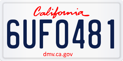 CA license plate 6UFO481