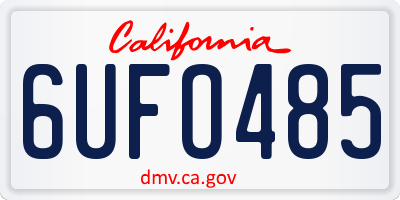 CA license plate 6UFO485