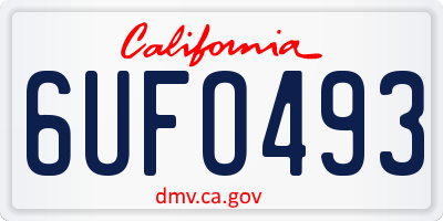 CA license plate 6UFO493