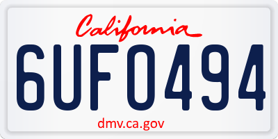 CA license plate 6UFO494