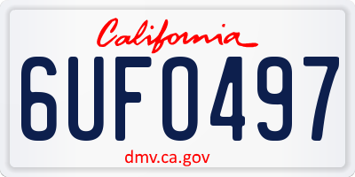 CA license plate 6UFO497