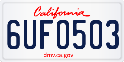 CA license plate 6UFO503