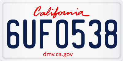 CA license plate 6UFO538