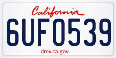 CA license plate 6UFO539