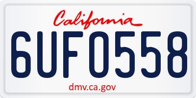 CA license plate 6UFO558