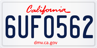 CA license plate 6UFO562