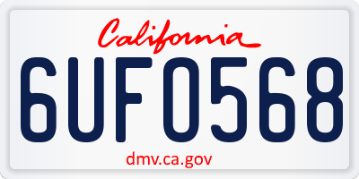 CA license plate 6UFO568