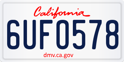 CA license plate 6UFO578