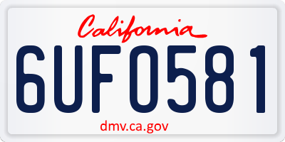 CA license plate 6UFO581