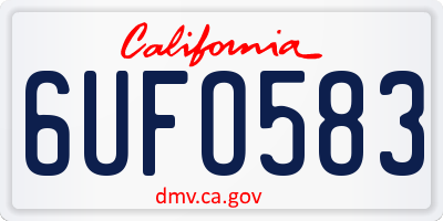CA license plate 6UFO583