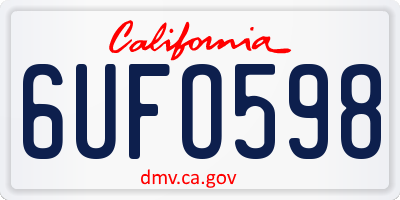 CA license plate 6UFO598