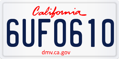 CA license plate 6UFO610