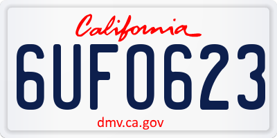 CA license plate 6UFO623