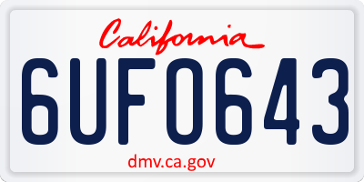 CA license plate 6UFO643