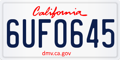 CA license plate 6UFO645