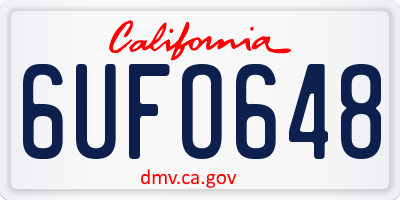 CA license plate 6UFO648