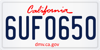 CA license plate 6UFO650
