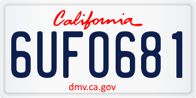 CA license plate 6UFO681