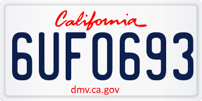 CA license plate 6UFO693