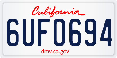 CA license plate 6UFO694
