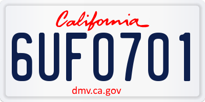 CA license plate 6UFO701