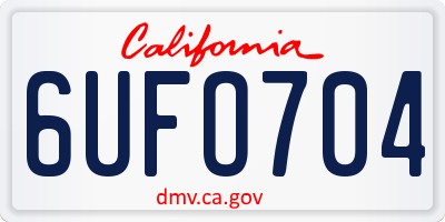 CA license plate 6UFO704