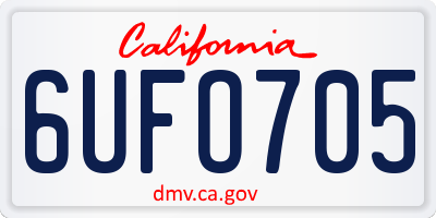 CA license plate 6UFO705