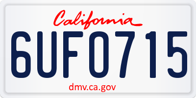 CA license plate 6UFO715