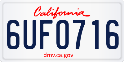 CA license plate 6UFO716