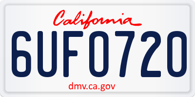 CA license plate 6UFO720