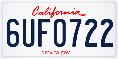 CA license plate 6UFO722