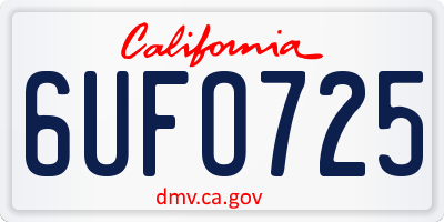 CA license plate 6UFO725