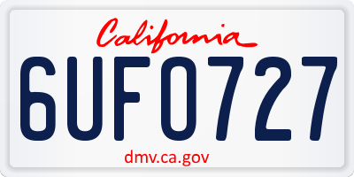 CA license plate 6UFO727