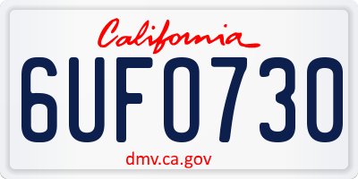 CA license plate 6UFO730