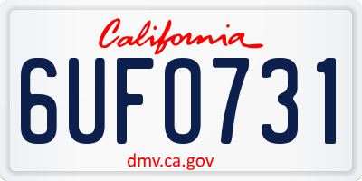 CA license plate 6UFO731