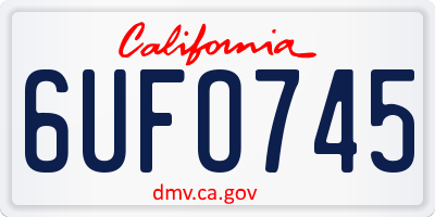 CA license plate 6UFO745