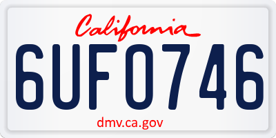 CA license plate 6UFO746