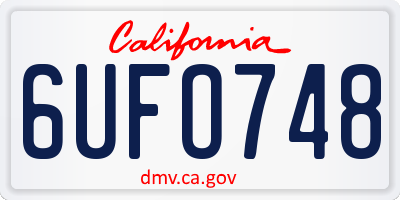 CA license plate 6UFO748