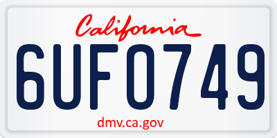 CA license plate 6UFO749