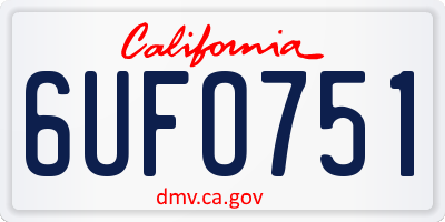 CA license plate 6UFO751