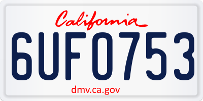 CA license plate 6UFO753