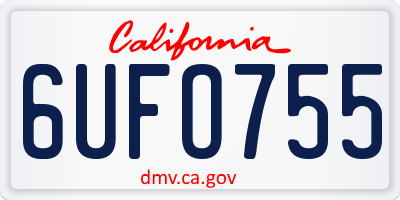 CA license plate 6UFO755