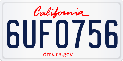 CA license plate 6UFO756