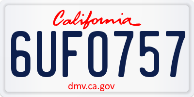 CA license plate 6UFO757