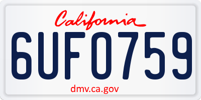 CA license plate 6UFO759