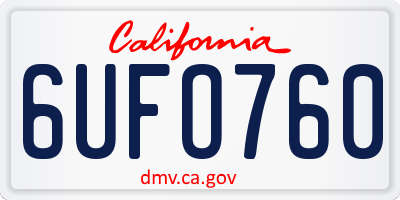 CA license plate 6UFO760