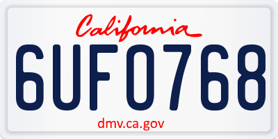CA license plate 6UFO768