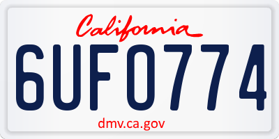 CA license plate 6UFO774
