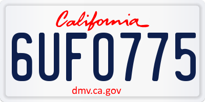 CA license plate 6UFO775