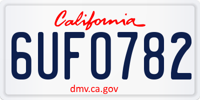 CA license plate 6UFO782
